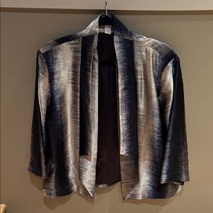 Chico's blue, black and silver shimmer  Womens Jacket.